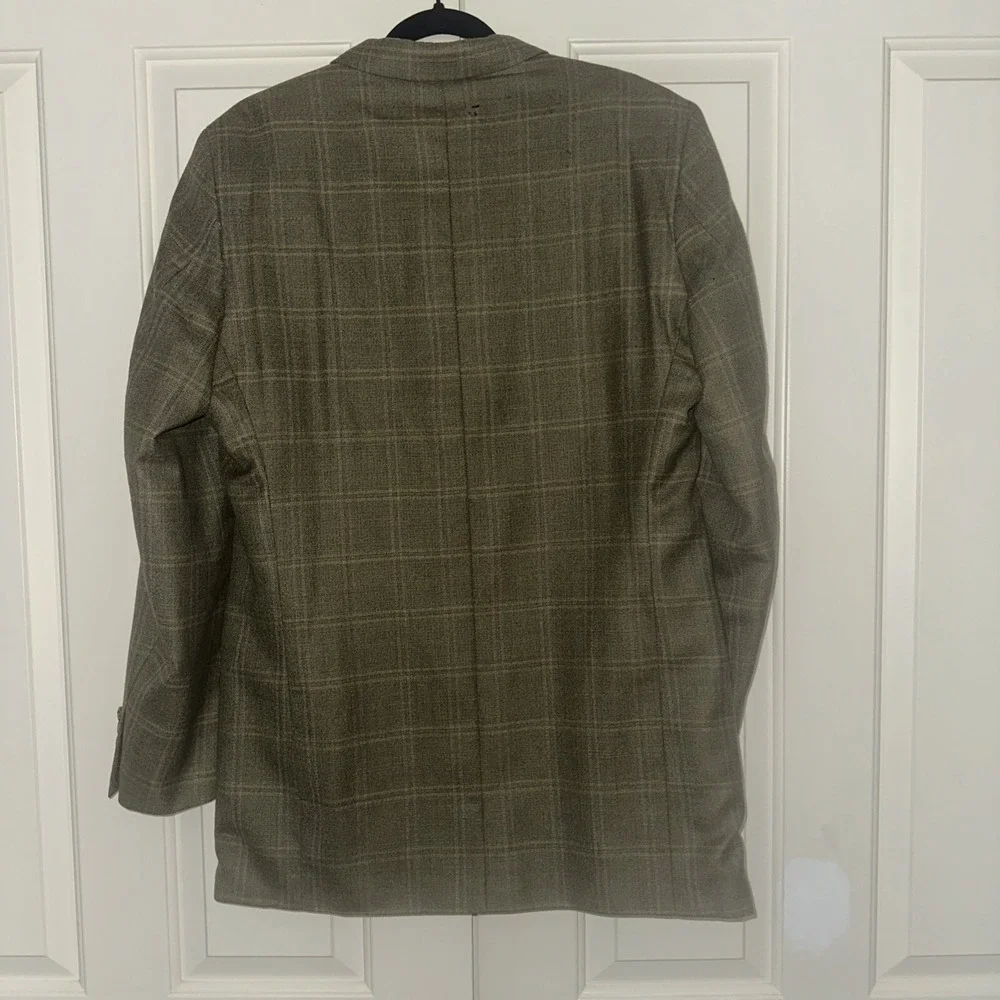 VTG John Nordstrom Sport Coat Mens 43L Tan Brown Plaid Wool Three‎ Button Blazer